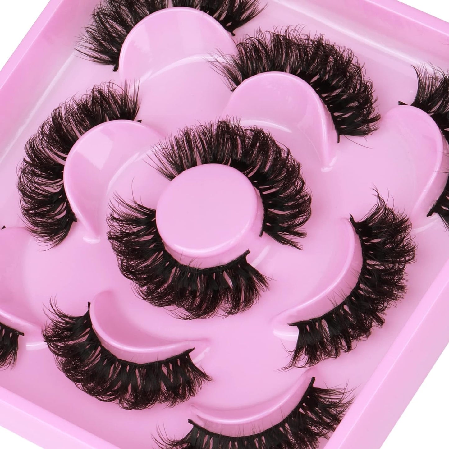 Natural False Eyelashes Fluffy Mink Lashes 3D Wispy D Curl Eye Lashes Russian Strip Thick Full False Eyelashes 5 Pairs 21Mm by  Eyelashes