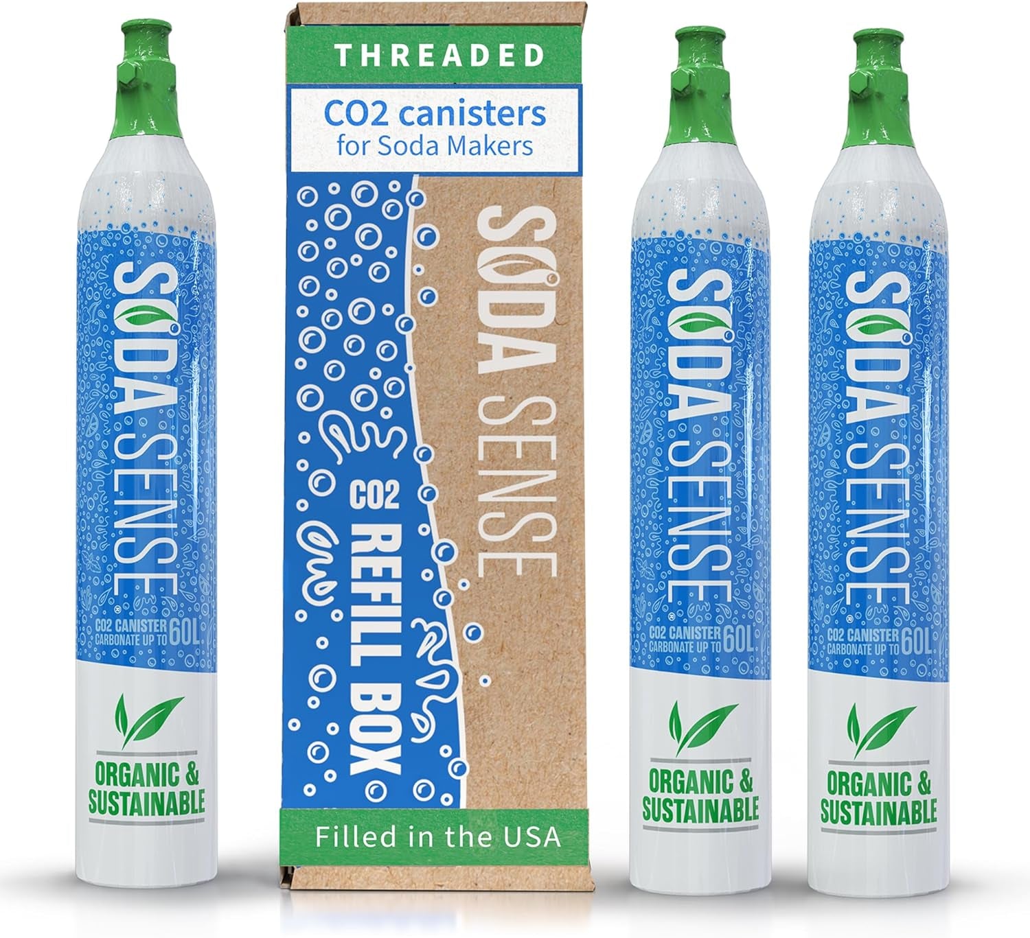 60L Threaded CO2 2 Pack Canister Refill, Compatible W/All Threaded 'Screw-In' Soda Makers Including Sodastream [Excludes ART, TERRA & DUO]