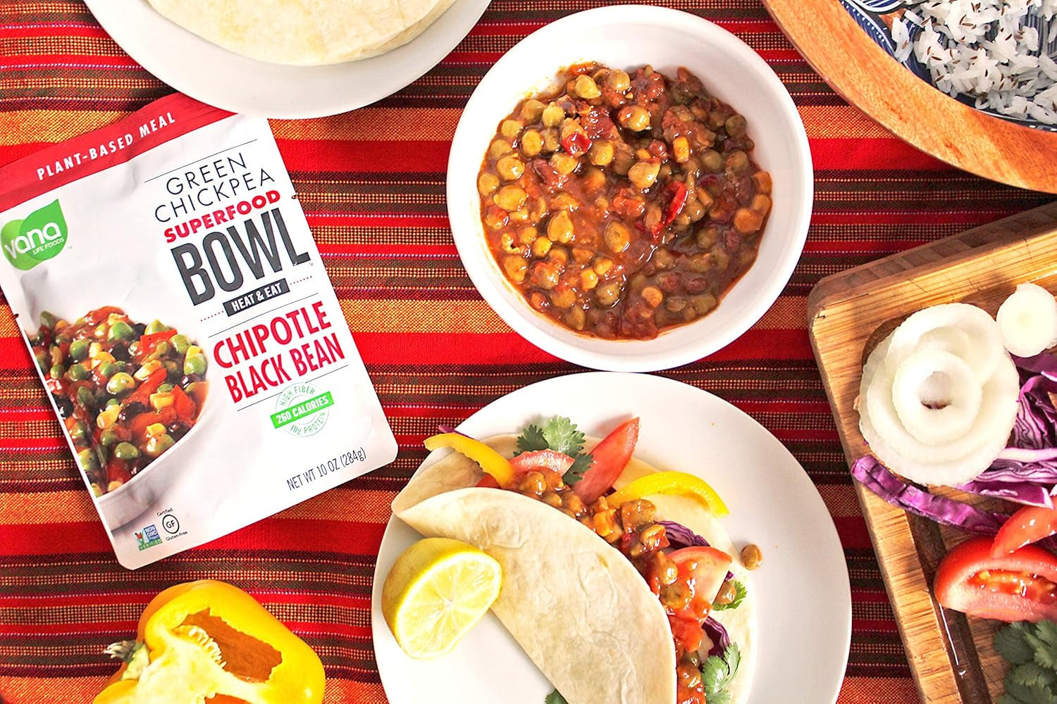 Life'S Foods Plant Based Ready Meal - Green Chickpea Superfood Bowl Heat and Eat Microwaved Cooked Bowl | Product of the USA (Chipotle & Black Bean, Pack of 6)