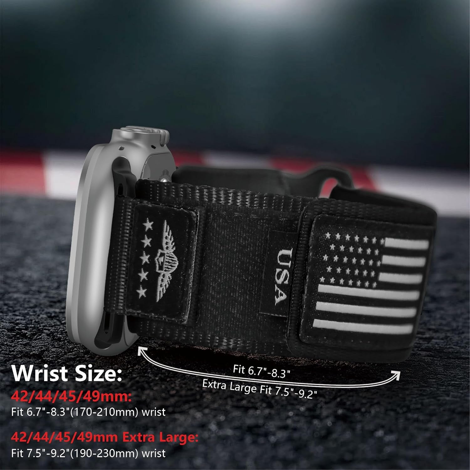 Rugged Nylon for Apple Watch Ultra/2 Band 49Mm Iwatch Bands 45Mm 44Mm 42Mm Men,Soft Woven Adjustable Stars-Stripes Flag Wristbands Strap for Apple Watch Ultra Band 9/8/7/6/5/4/3/Se/Ultra2 44/45/49 Mm
