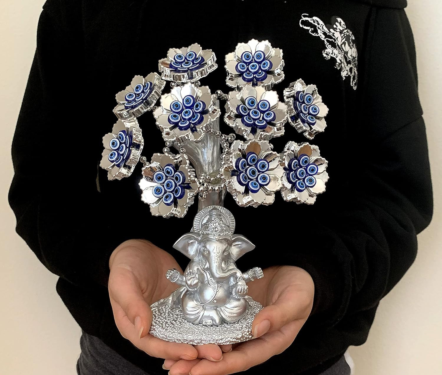 Turkish Nazar Blue Evil Eye Tree with Hindu Ganesha God Design Protection Blessing Home Office Decor-T12