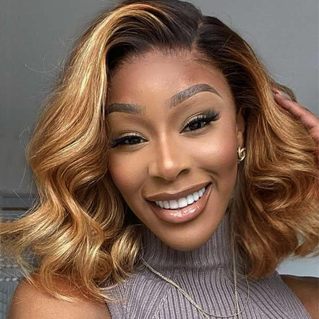 Ombre Human Hair Bundles Body Wave 4 Bundle Human Hair 12A Virgin Unprocessed Human Hair Short Bundles Ombre Blonde Bundles(8888，1B/30）