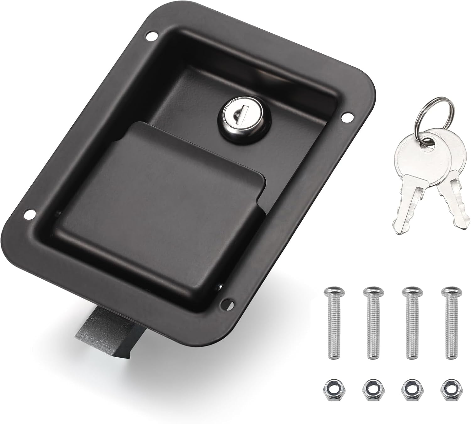 Stainless Steel Truck Tool Box Lock, Paddle Latch Replacement Lock for Truck Box, Toolbox Handle Trailer Door Latch RV Camper Electrical Cabinet, 5.85" L X 4.25" W with Key TRUCK DRIVER