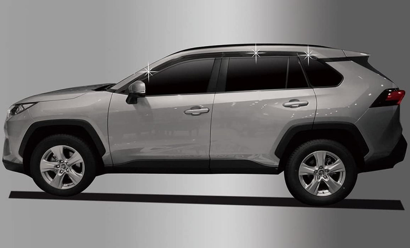 Tape-On Rain Guards Window Visors 6 Pcs Set for Toyota Rav4 2019 2020 2021 2022 2023 2024 / Window Deflectors, Out-Channel Vent Shades (Smoked)
