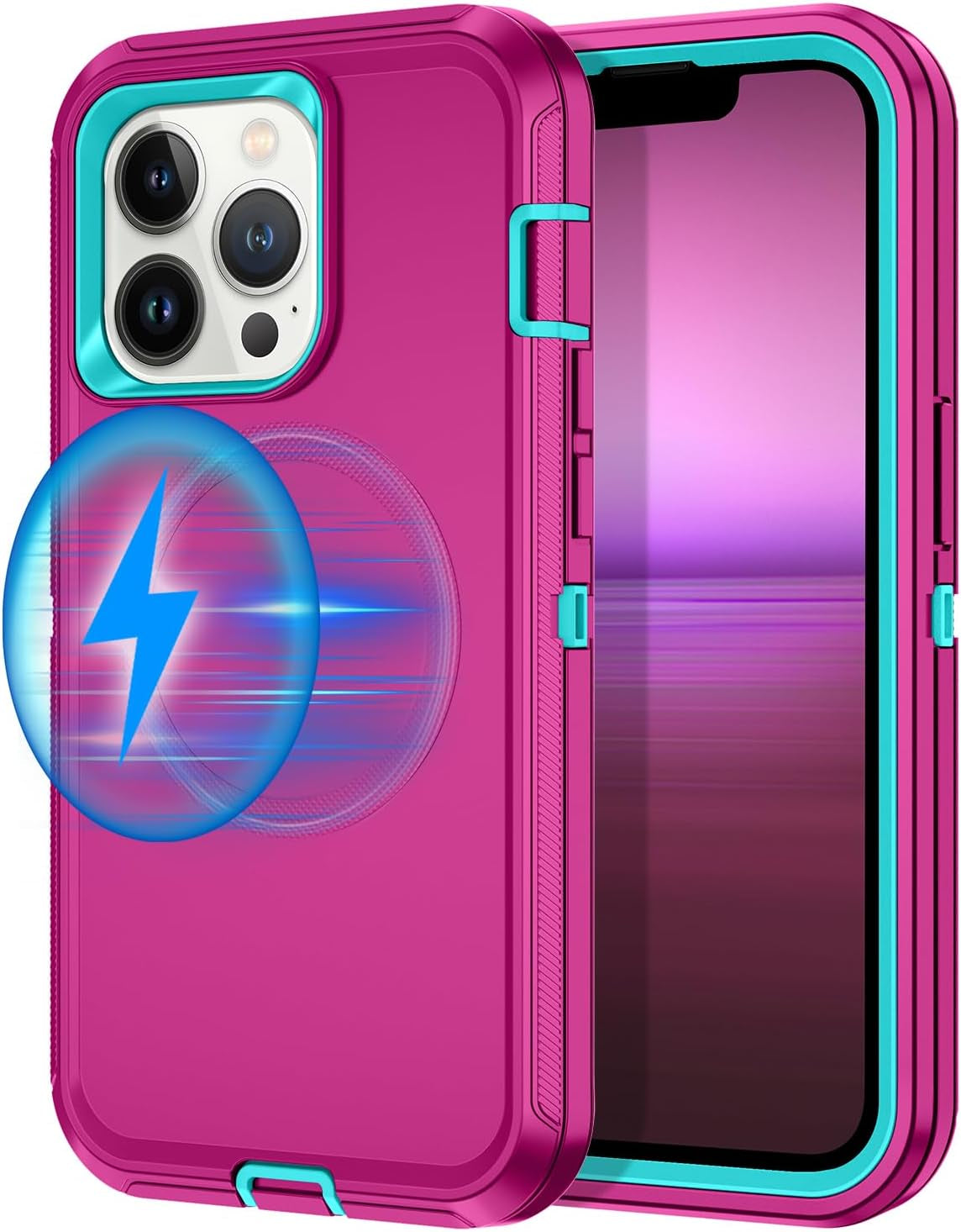 For Iphone 16E Case [Compatible with Magsafe] Shockproof 3-Layer Full Body Protection [Without Screen Protector] Rugged Heavy Duty Cover Case for Apple Iphone 16E 6.1",Turquoise