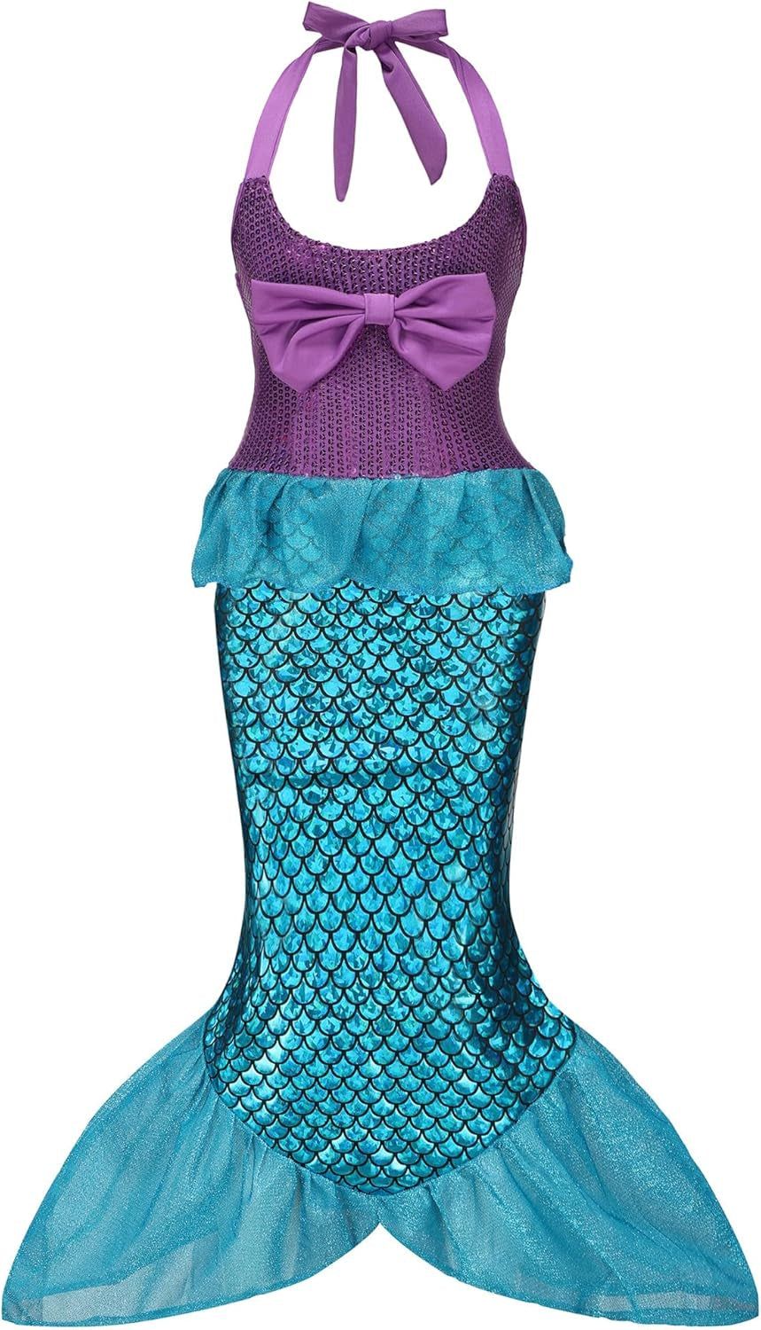 Mermaid Costume Dress for Girls Kids Ariel Princess Birthday Halloween Cosplay with Wig Accessories