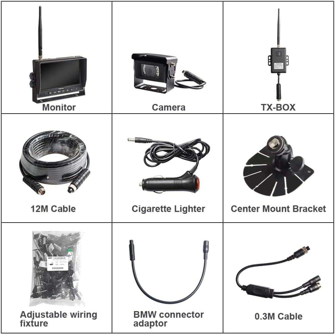 RD7 Wireless Long Range Backup Camera System Kit 7'' 720P HD Digital Monitor Built in DVR Rear View Observation Reverse Camera for Truck/Trailer/Bus/Rv/Pickups/Camper TRUCK DRIVER