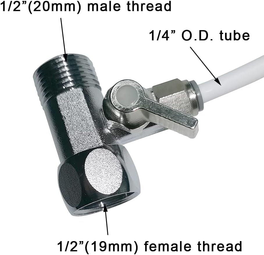 Ball Valve Water Faucet Tap Feed Water Filters RO Reverse Osmosis (1, Conjoined,1/2" X 1/2" X 1/4")