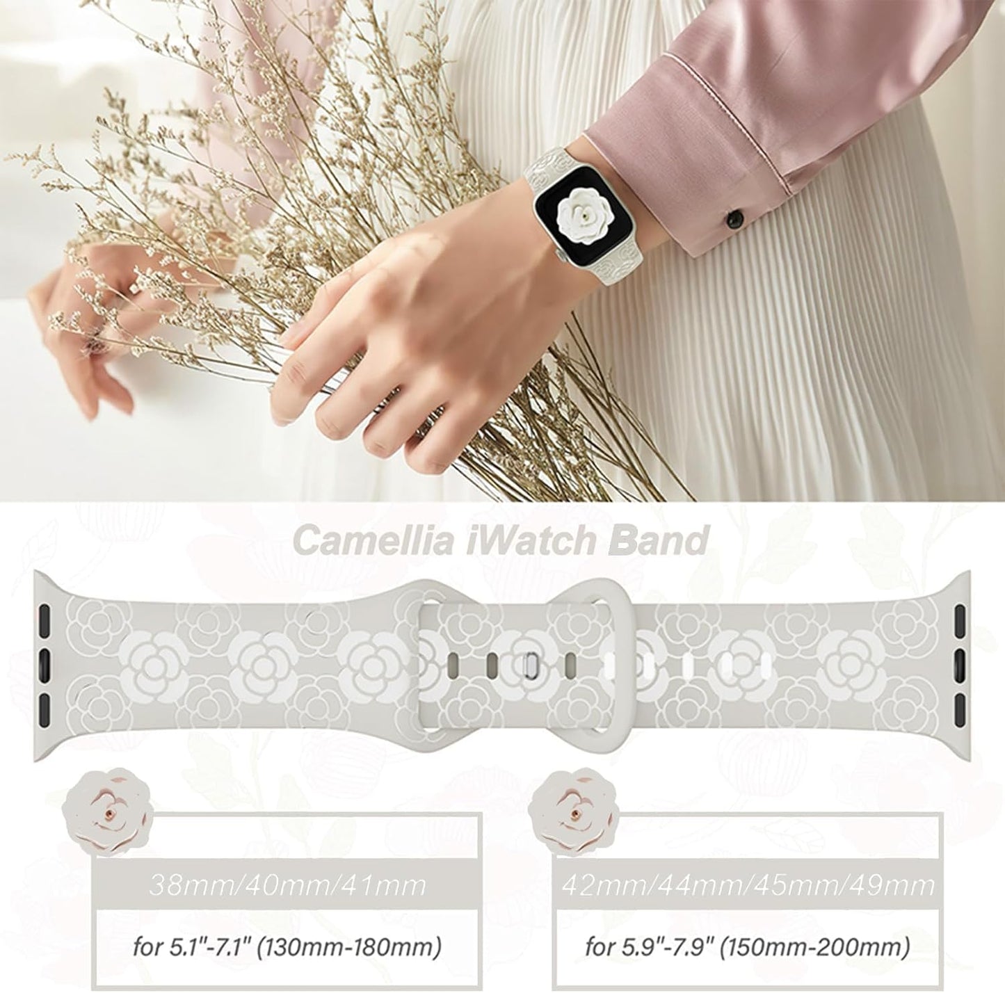 Silicone Band Compatible with Apple Watch Bands for Women 40Mm 38Mm 41Mm,Strechy Wristband Waterproof Replacement Sport Strap for Iwatch Bands Series 8 7 6 5 4 3 2 1