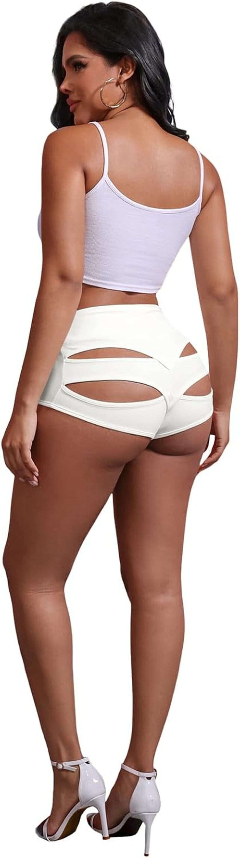 Booty Shorts for Women High Waist Cut Out Dance Hot Pants Butt Lifting Leggings