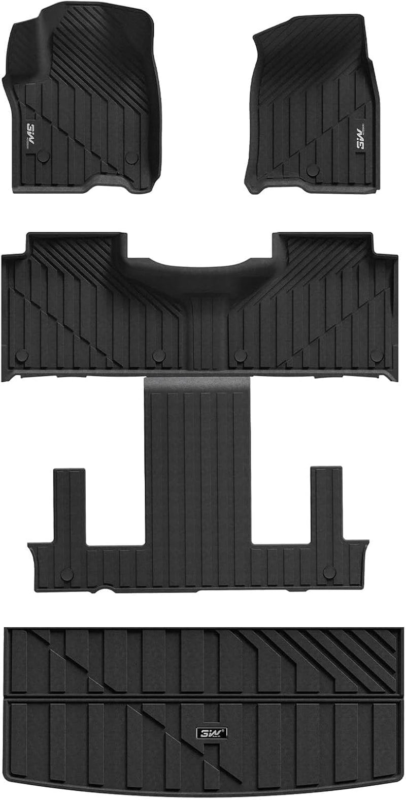 Floor Mats Fit for 2019-2024 2025 Chevy Silverado/Gmc Sierra Denali 1500 & 2020-2024 2025 GMC Sierra 2500/3500 HD Crew Cab TPE All Weather Floor Liner, Fit for 2Nd Row with Factory Carpeted Storage