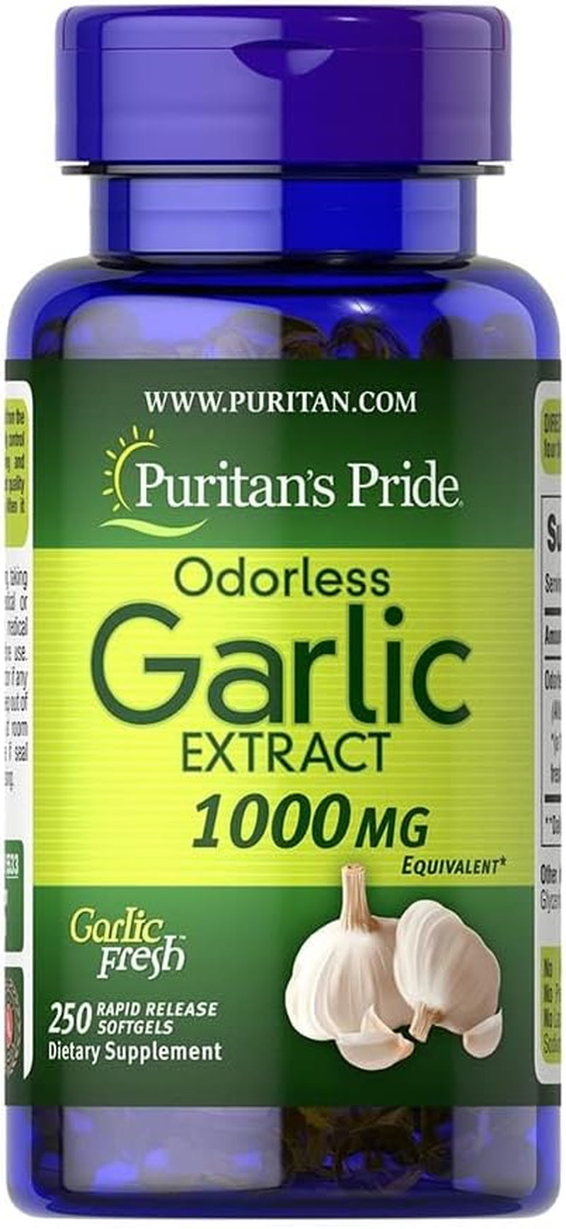 Premium Odorless Garlic Fresh 10 Mg (1000Mg Equivalent), Traditional Herb Dietary Supplement for Heart and Circulation Support with Antioxidant Properties, 250 Rapid Release Softgels TLBH