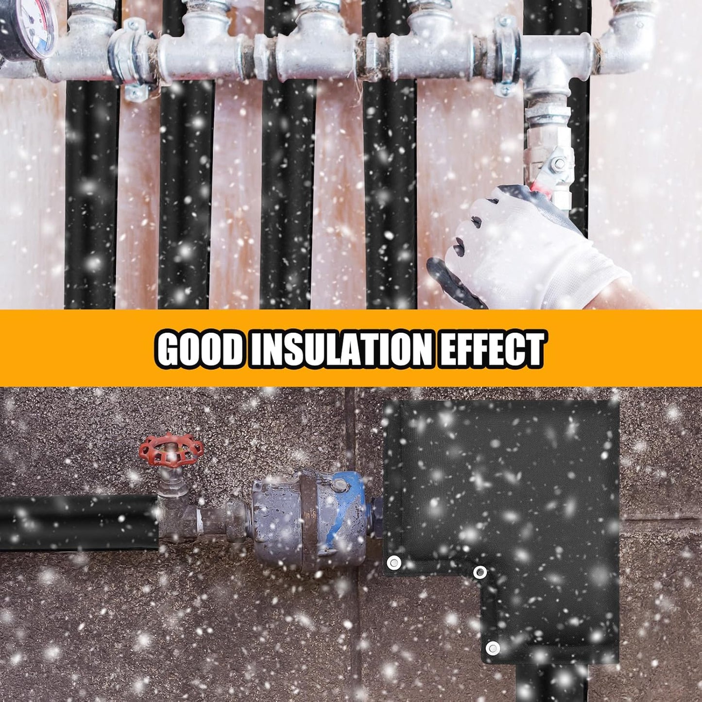 6 Pack Adjustable Pipe Insulation Covers Faucet Covers Kit for outside Freeze Pipe Insulation Tube outside Water Spickets Covers for Winter 3/4 Inches Pipes Freeze Protection(Elbow Shape)