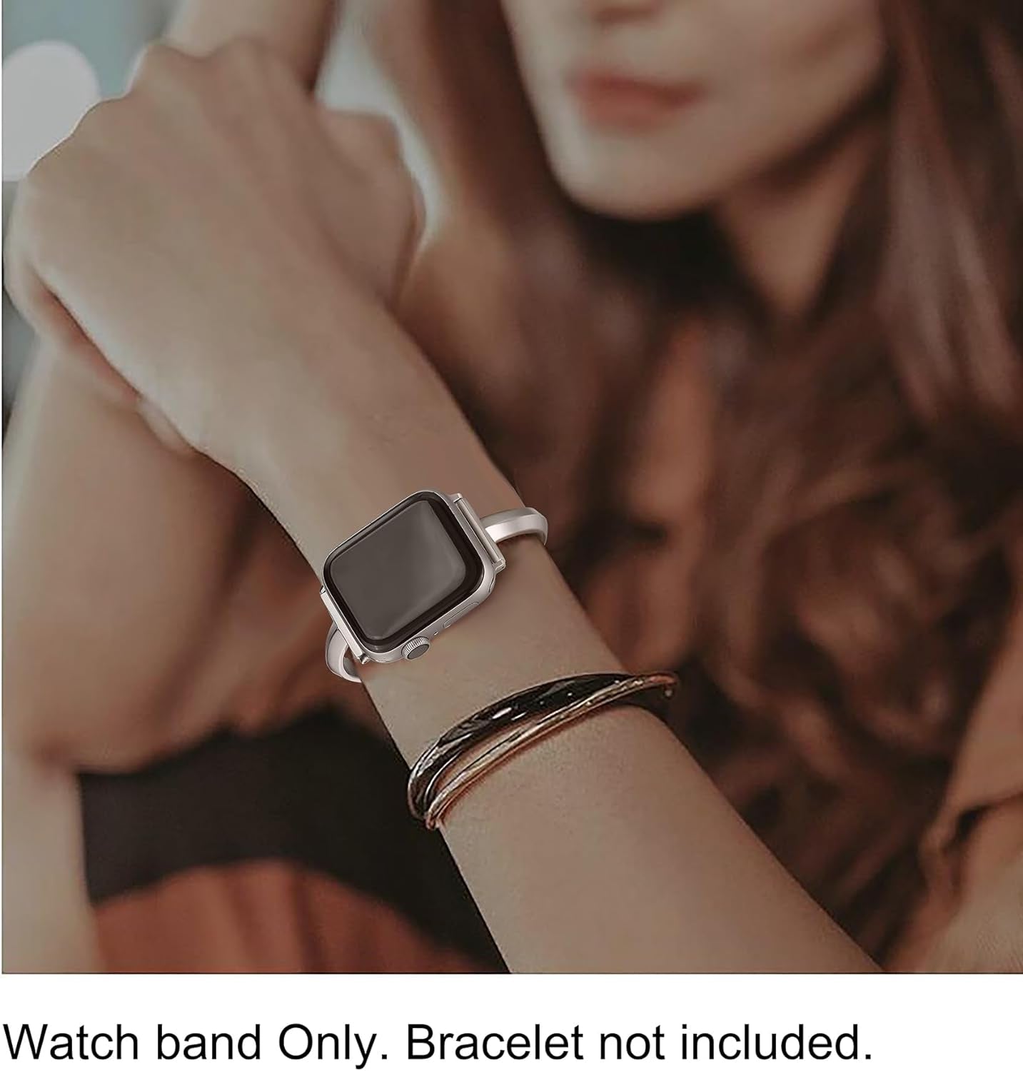 Stainless Steel Band Compatible with Apple Watch Band 38Mm 40Mm 41Mm 42Mm 44Mm 45Mm Iwatch SE Series 9 8 7 6 5 4 3 2 1, Slim Versatile Bangle Bracelet for Women