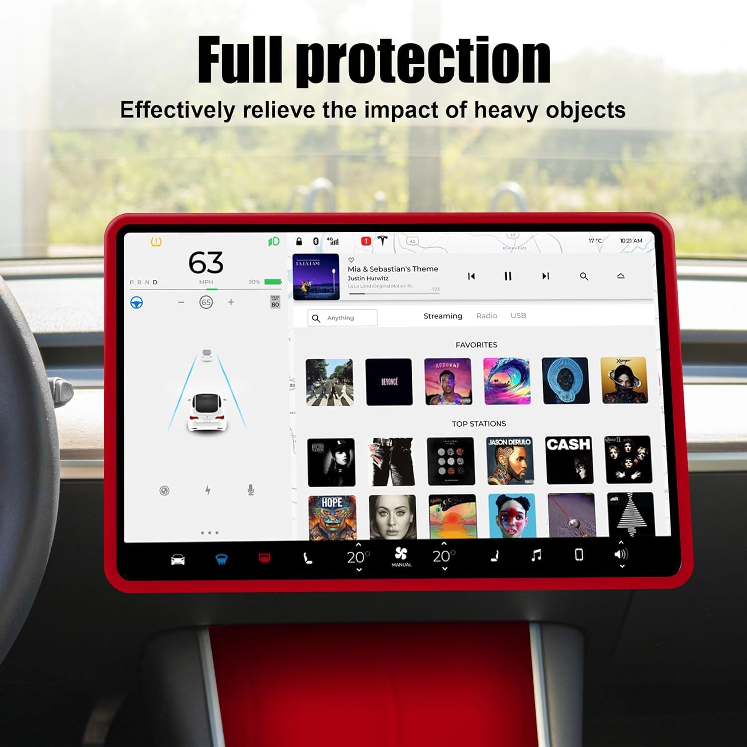 Screen Edge Protector Frame Compatible with Tesla Model 3/Y Interior Accessories 2017-2024 Silicone Center Console Bumper Decor Protection Skin Friendly Bordeaux Red