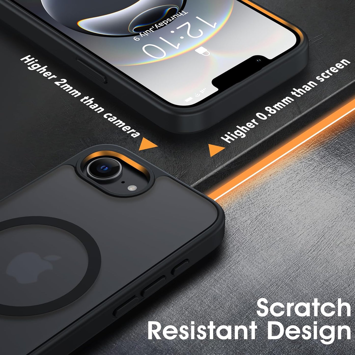 Magnetic for Iphone 16E Case 2025[Skin-Friendly] [12FT Military-Grade Drop Protection] [Fit for Magnetic Accessories] Sleek Anti-Scratch Semi-Transparent Case for Iphone 16E, 6.1-Inch, Black