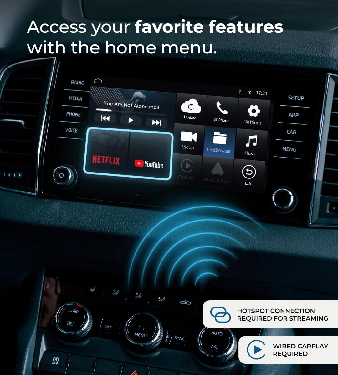Ai Box Lite Air - Streaming on the Go, Netflix and Youtube in Your Car. Convert Your Wired Carplay into Wireless Carplay or Android Auto. Hotspot Required for Streaming. Wired Carplay Required TRUCK DRIVER