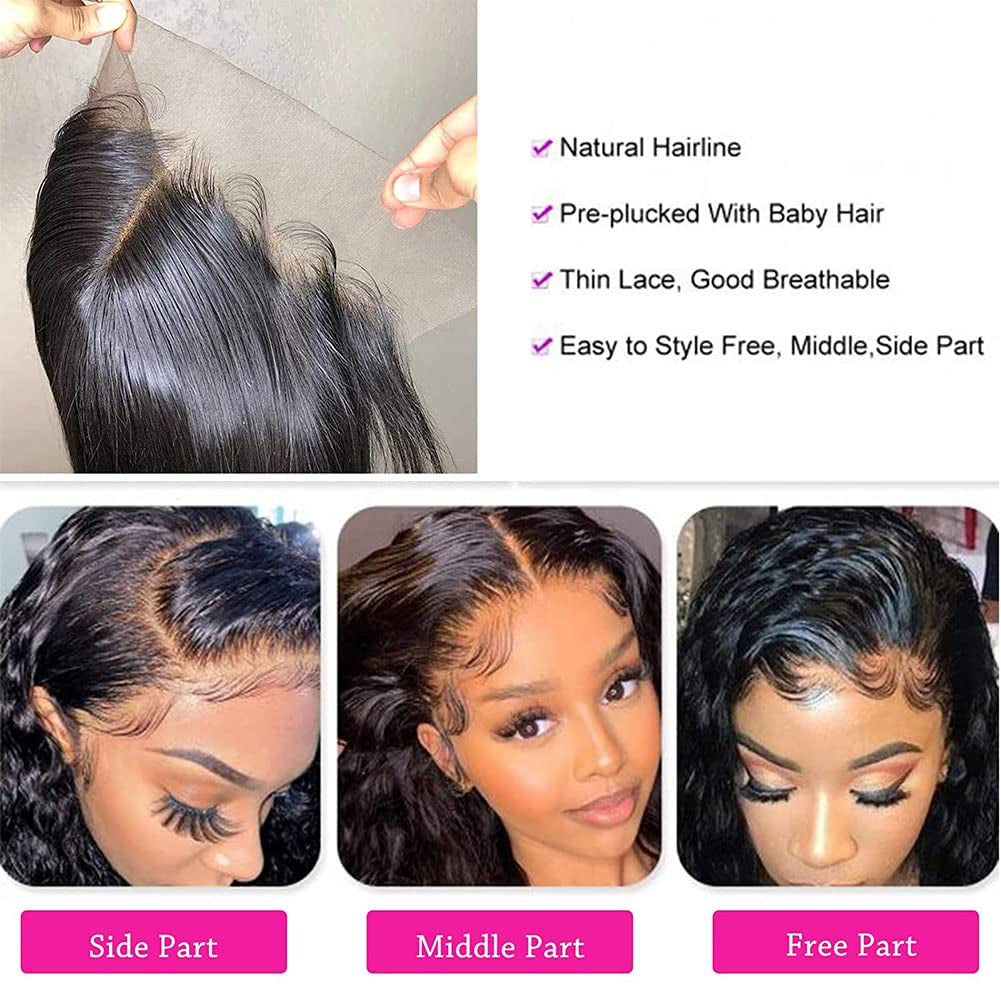 12 Inch 13X4 HD Lace Frontal Closure 100% Brazilian Virgin Human Hair Body Wave Ear to Ear Transparent Lace Frontal Pre Plucked with Baby Hair