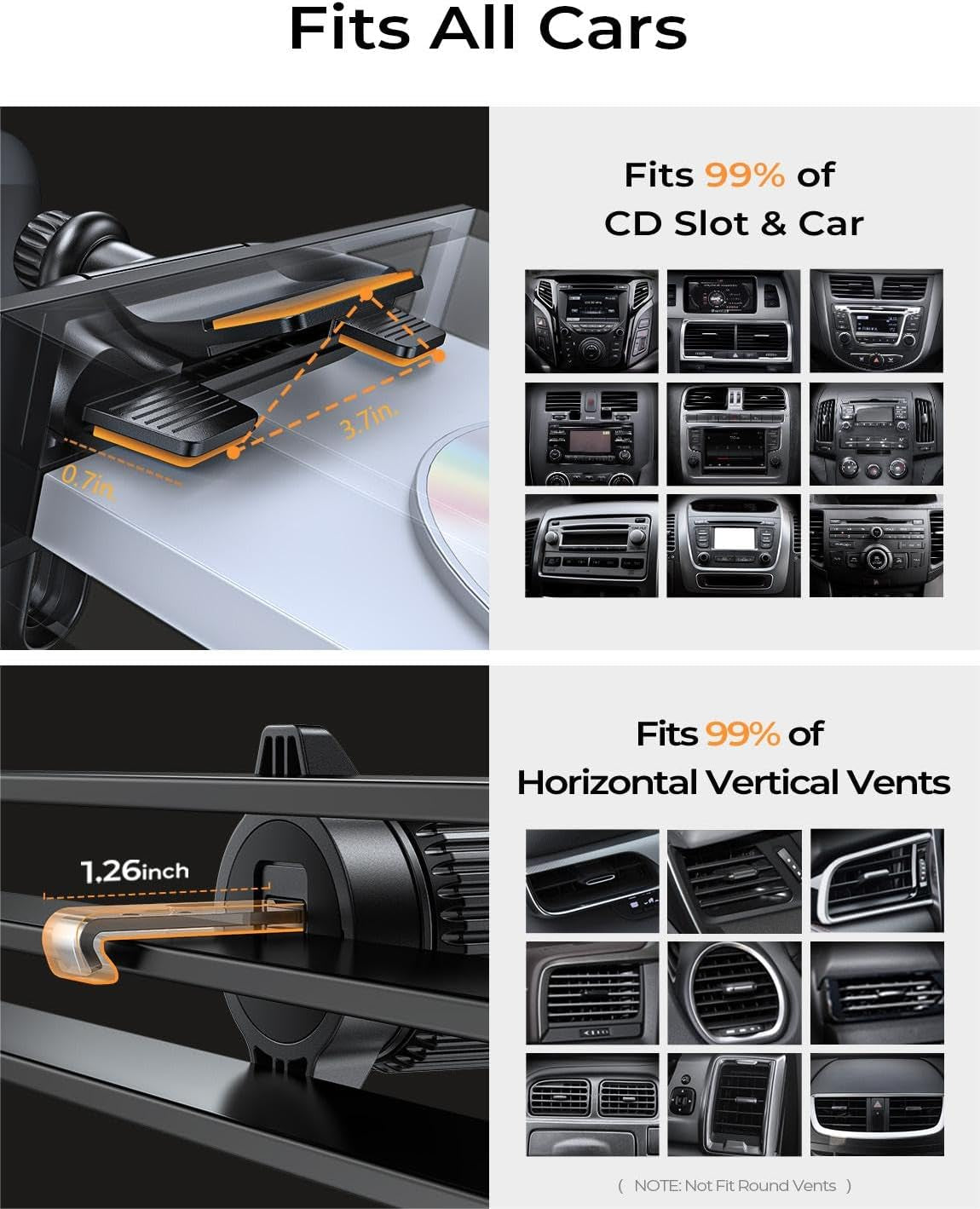CD Phone Holder for Car,Adjustable CD Slot Phone Mount Holder for Iphone Ultra Sturdy Cell Phones Holders for Your Car Accessories for Women for Iphone 16E 16 Samsung S25 S24 All Phones,Black
