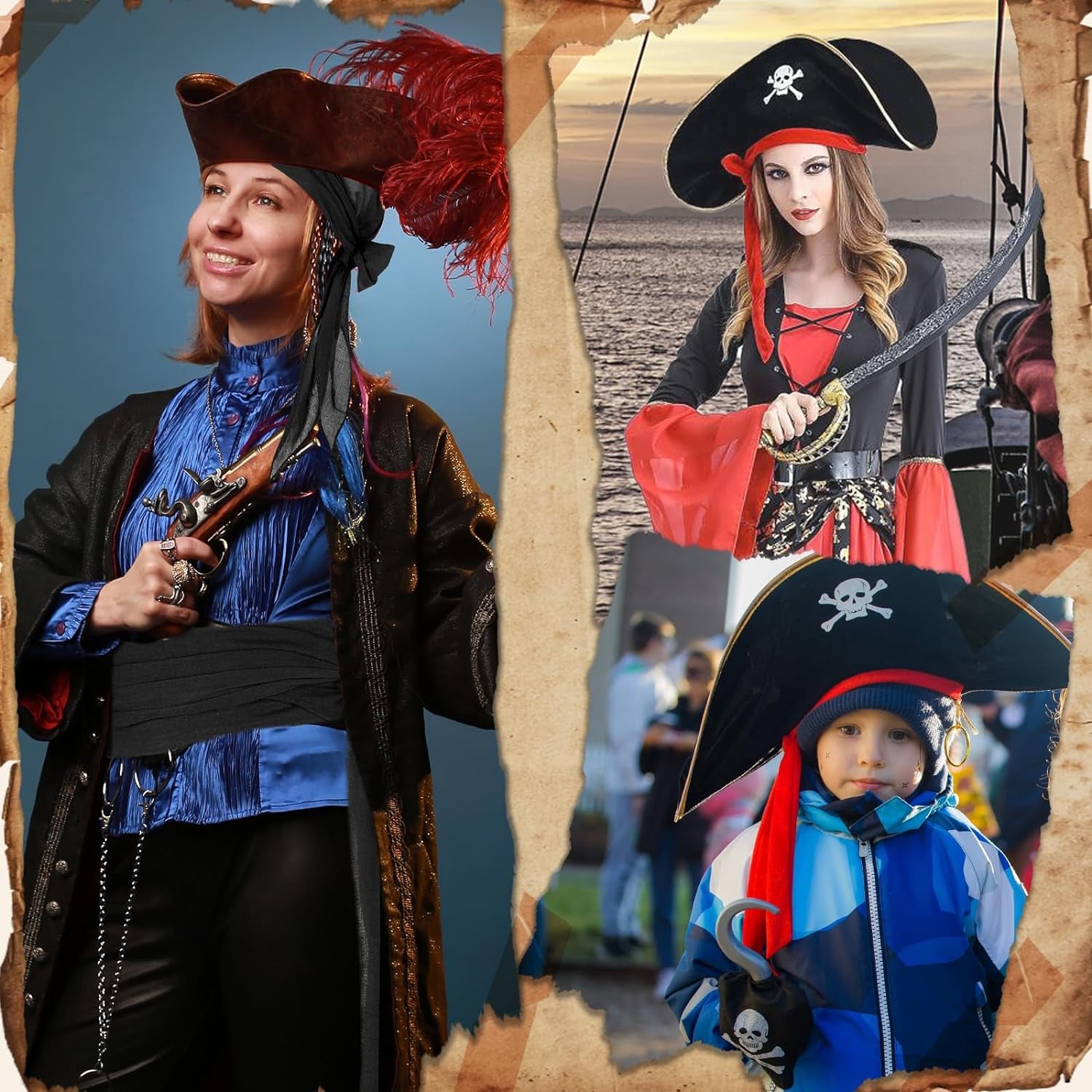 Pirate Costume Halloween Women Men Pirate Head Scarf Hat Accessories Cosplay Pirate Waist Belt Bandana Headband Renaissance