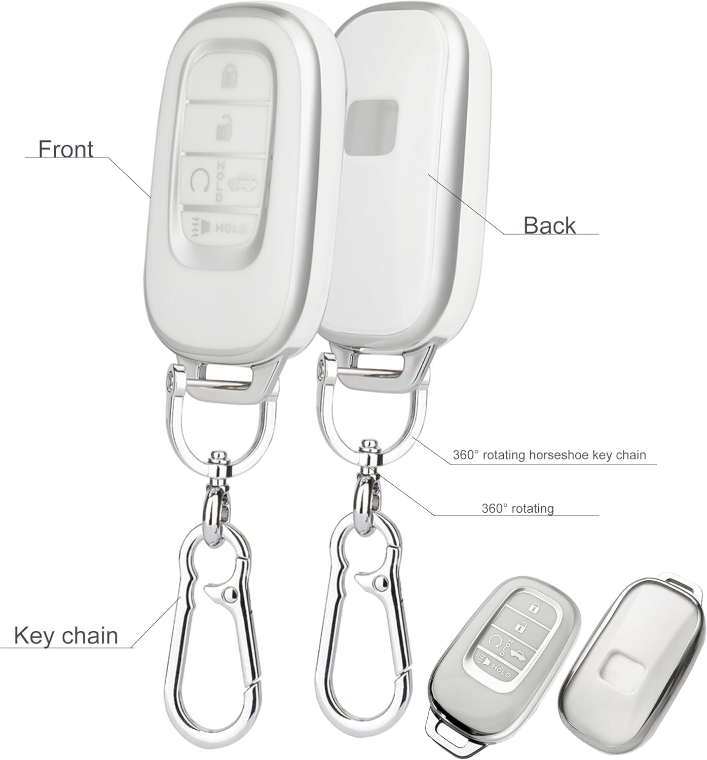 Key Fob Cover for Honda 2022 2023 2024 Accord Civic Pilot - Soft TPU Key Case for Honda CR-V HR-V Sport SI EX EX-L Touring Odyssey 5 Buttons Remote Key Fob (Pack of 2)