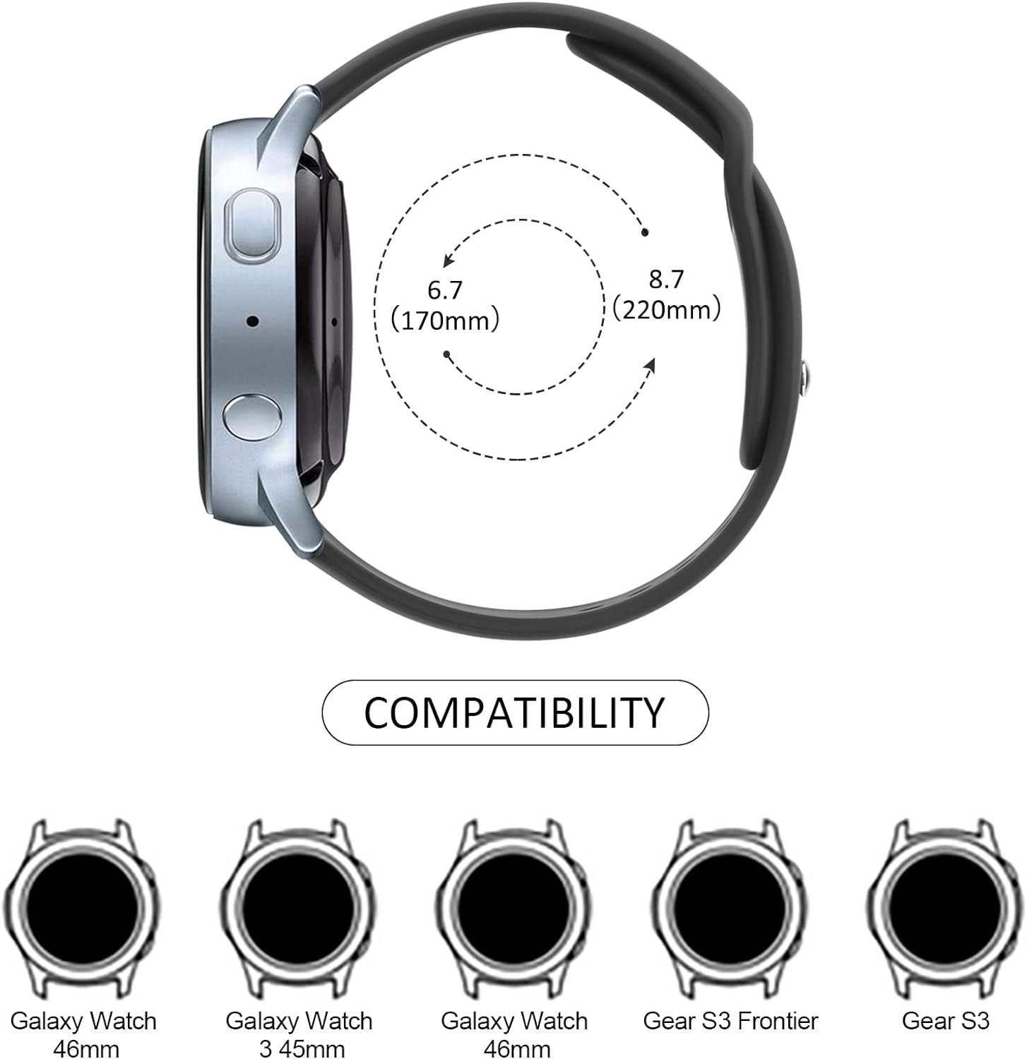 Bands Compatible with Samsung Galaxy Watch 6 Band 40Mm 44Mm, Galaxy Watch 6 Classic Bands 43Mm 47Mm, 20Mm Soft Silicone Sport Replacement Strap for Galaxy Watch 6 Band Women Men