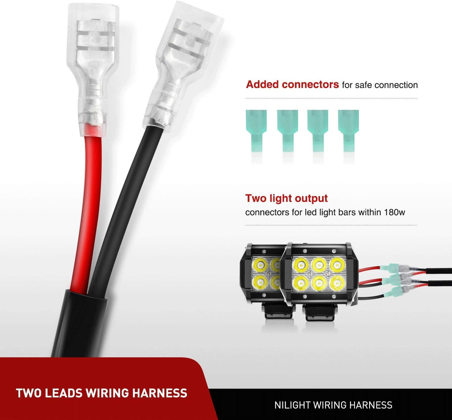 2Pcs 18W Spot LED Work Lights LED Pods Fog Lights off Road Led Lights Driving Lights With16Awg off Road Wiring Harness Kit-2 Leads