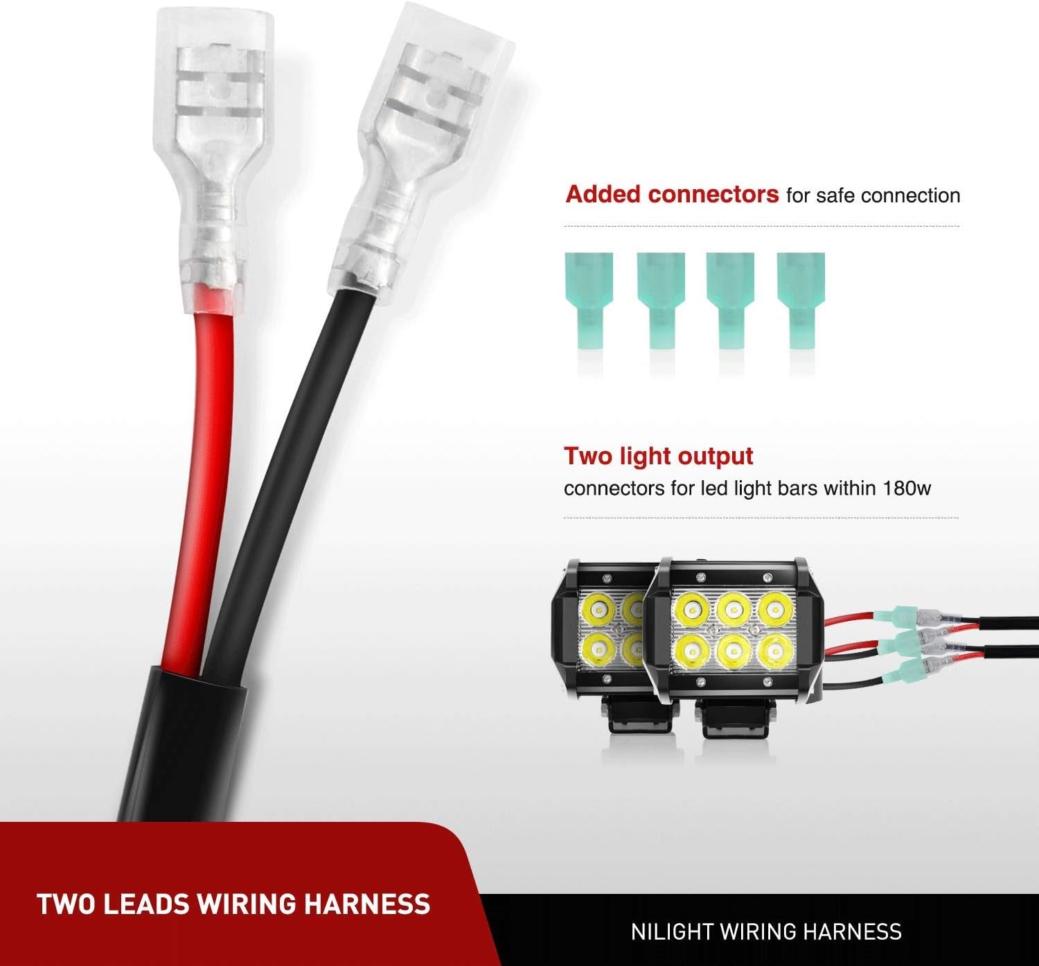 2Pcs 18W Spot LED Work Lights LED Pods Fog Lights off Road Led Lights Driving Lights With16Awg off Road Wiring Harness Kit-2 Leads