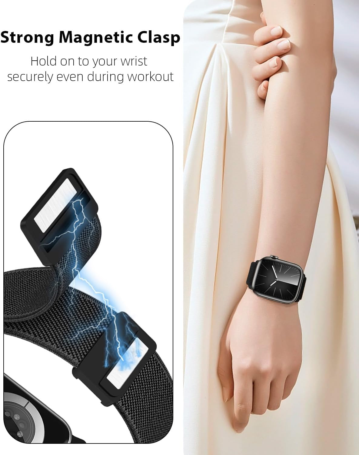 Stretchy Braided Loop Compatible with Apple Watch Band 40Mm 38Mm 44Mm 45Mm 41Mm 42Mm 49Mm for Men Women, Elastic Nylon Sport Straps for Iwatch Ultra/Ultra 2, Series 9/8/7/6/5/4/3/2/1/SE