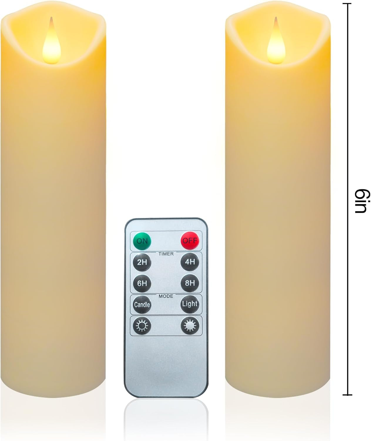 Flameless LED Candles with 10-Key Remote Timer, Indoor Battery Operated Electric Candles Heat Resistant for Home/Wedding/Holiday Exquisite Décor, Set of 2(D 2.2" X H 6")