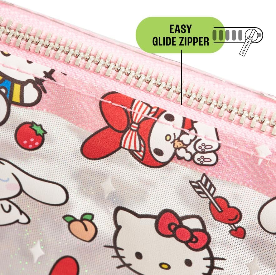 Wash Bag - Hello Kitty Cute Toiletry Bag, Clear Makeup Bag, Ideal for Cosmetics Travel Accessories, Toiletries Essentials Bag for Women, Teenage Girls - Hello Kitty & Friends UK UK