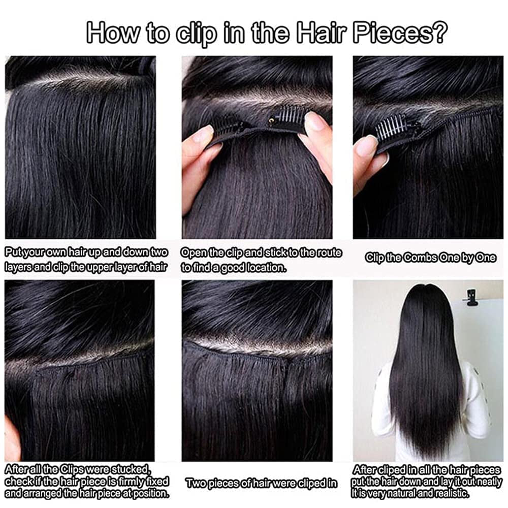 Clip in Hair Extensions Real Human Hair Clip Ins 100% Unprocessed Brazilian Virgin Hair Clip Ins Kinky Straight Hair Clip Ins for Women 8Pcs with 18 Clips 120G per Set (20Inch)