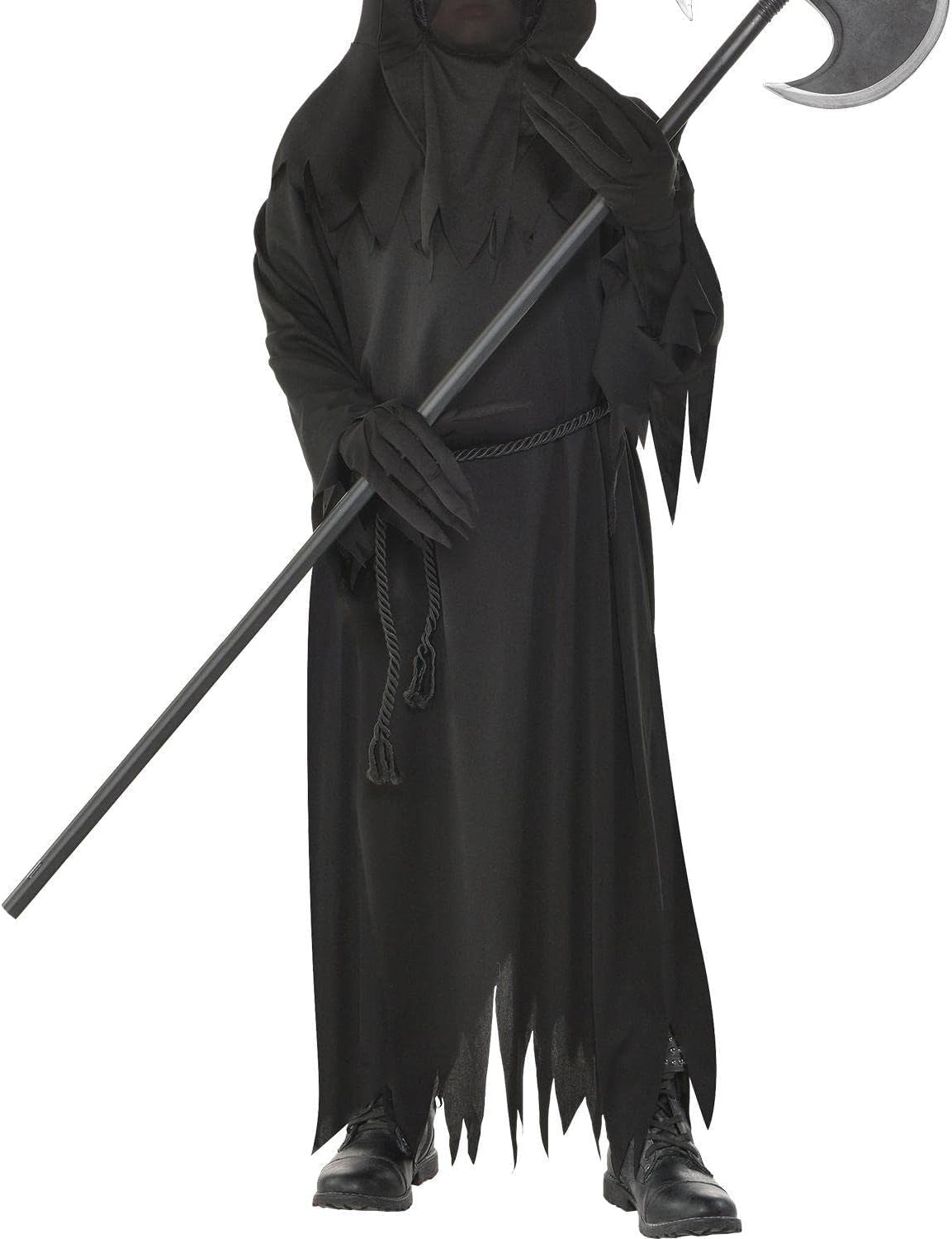 Kids All Black Glaring Reaper Costume Set - Small (4-6) - Perfect for Halloween, Creepy Parties & Scary-Themed Events