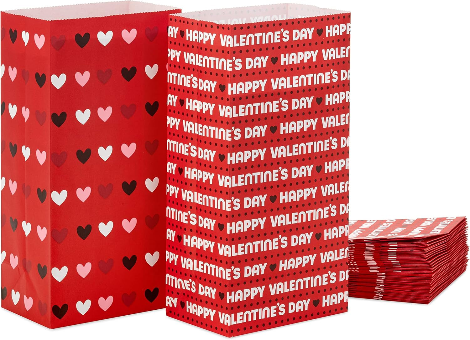 Valentine'S Day Paper Treat Sacks (30 Bags: Happy Valentine'S Day, Hearts) for Classroom Parties, Valentines, Kids, Coworkers