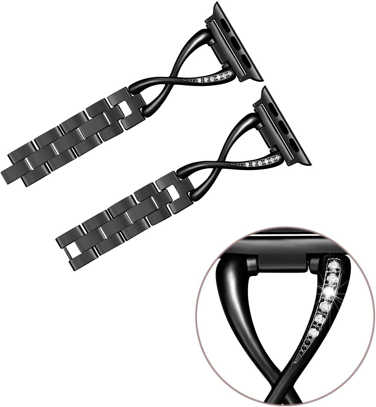 Bands Compatible with Apple Watch Band 38Mm 40Mm 41Mm 42Mm 44Mm 45Mm Iwatch SE Series 9/8/7/6/5/4/3/2/1 Women Dressy Jewelry Stainless Steel Accessories Wristband Strap