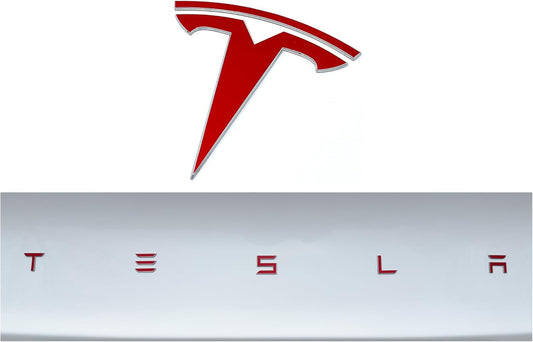 Vinyl Logo Wrap for Tesla Model 3 (2024 to Current), Standard Wrap, 2 Pc-Set (Gloss Red)