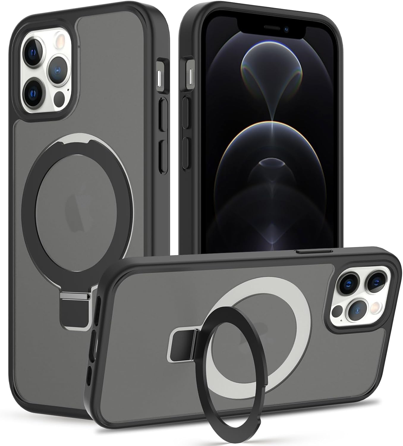 2025 New Magnetic for Iphone 16E Case,Compatible with Magsafe,Military Grade Drop Tested, Shockproof Matte Translucent Hard Back Slim Protective Case.Black Magnetic Circle.