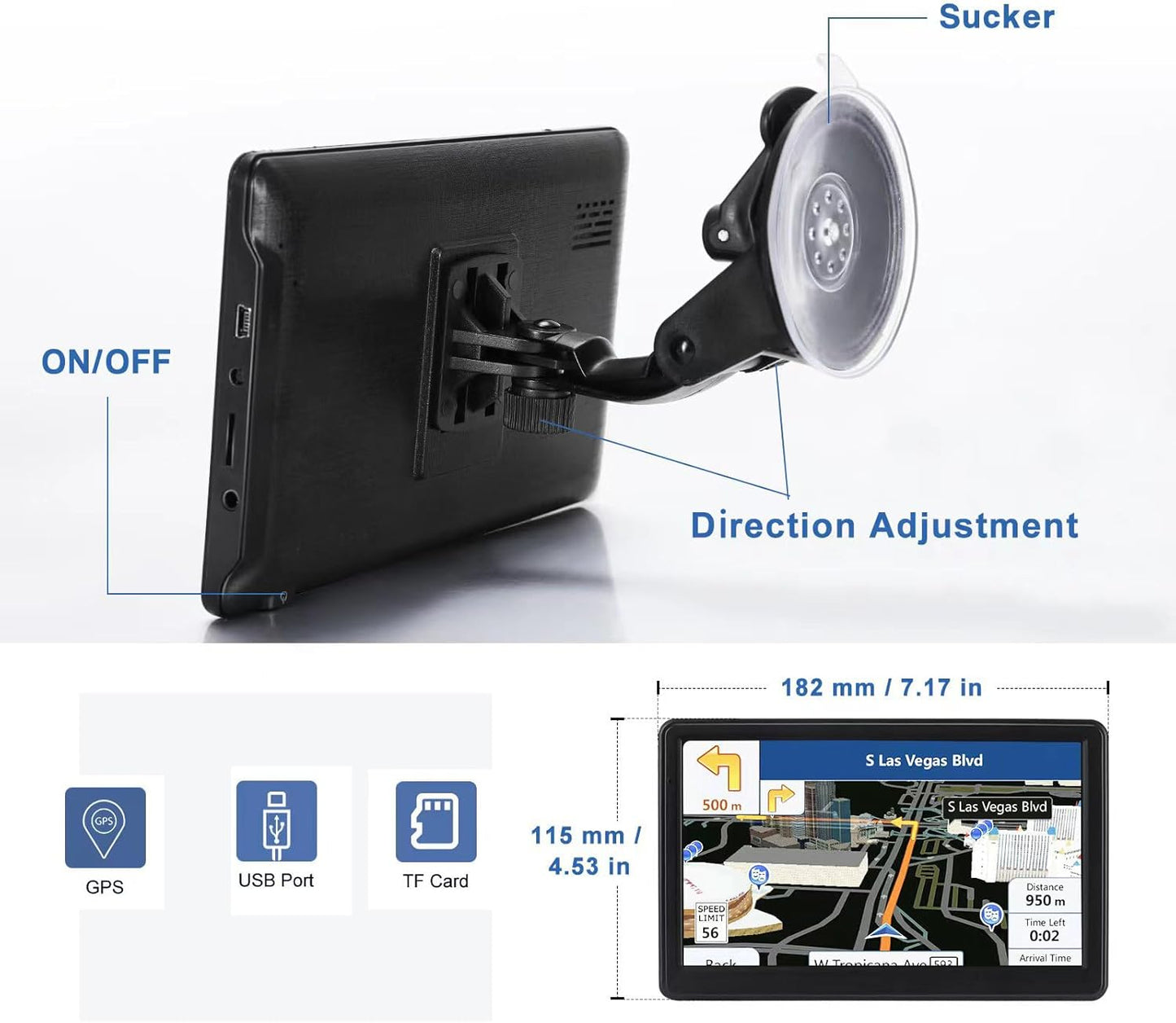 GPS Navigation for Car,7 Inch High-Definition Touch Screen 256-16GB，2025 Maps (Free Lifetime Updates), Truck GPS Commercial Drivers, Semi Trucker GPS Navigation System, Custom Truck Routing TRUCK DRIVER TRUCK DRIVER