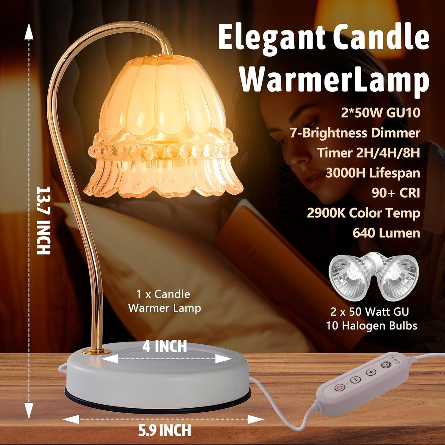 Fragrance Candle Warmer Lamp，Electric Candle Warmer with Timer & Dimmer，Mom Christmas Birthday Gifts for Women, House Warming Gifts New Home Bedroom Decor