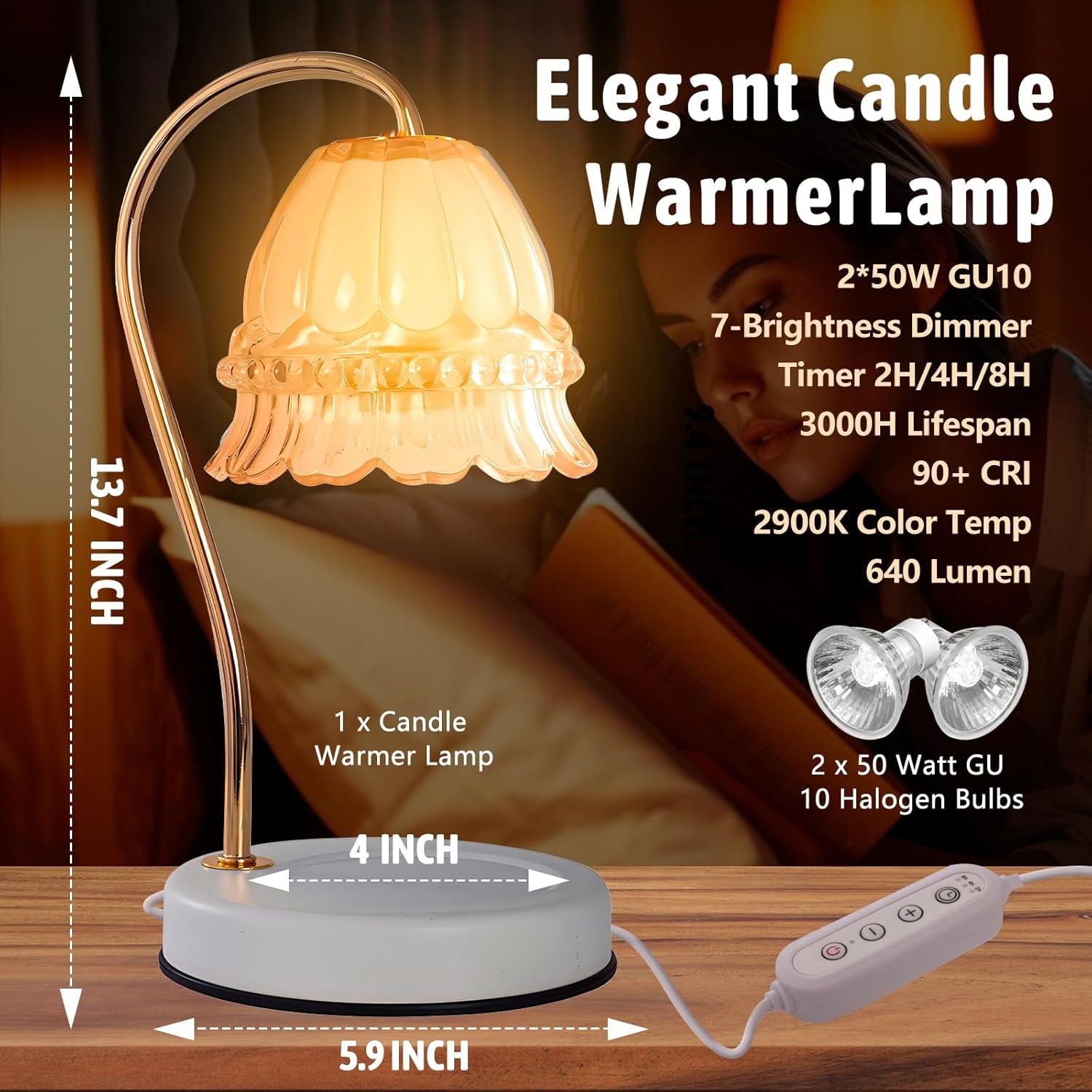 Fragrance Candle Warmer Lamp，Electric Candle Warmer with Timer & Dimmer，Mom Christmas Birthday Gifts for Women, House Warming Gifts New Home Bedroom Decor
