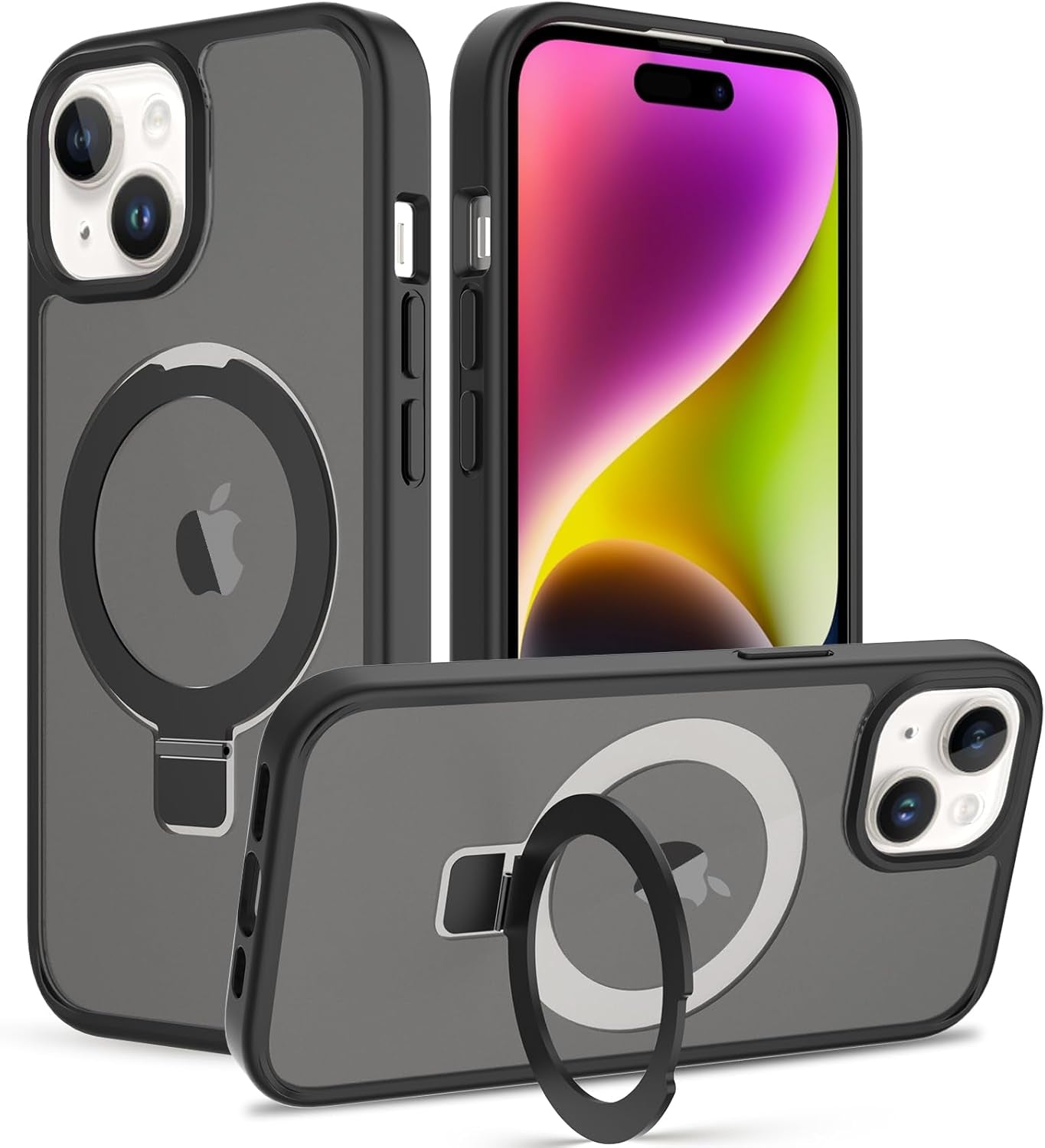 2025 New Magnetic for Iphone 16E Case,Compatible with Magsafe,Military Grade Drop Tested, Shockproof Matte Translucent Hard Back Slim Protective Case.Black Magnetic Circle.
