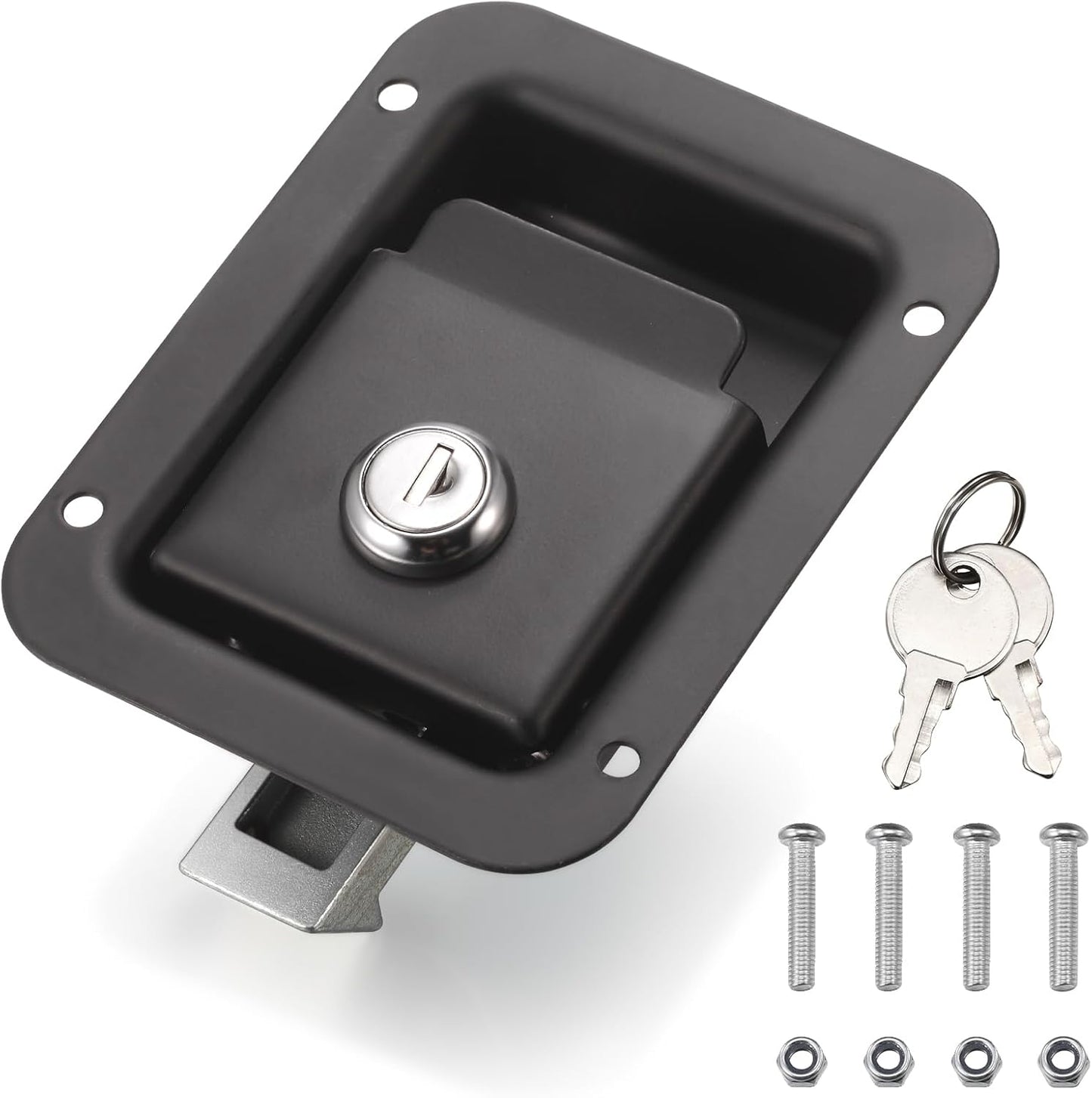 Stainless Steel Truck Tool Box Lock, Paddle Latch Replacement Lock for Truck Box, Toolbox Handle Trailer Door Latch RV Camper Electrical Cabinet, 5.85" L X 4.25" W with Key TRUCK DRIVER