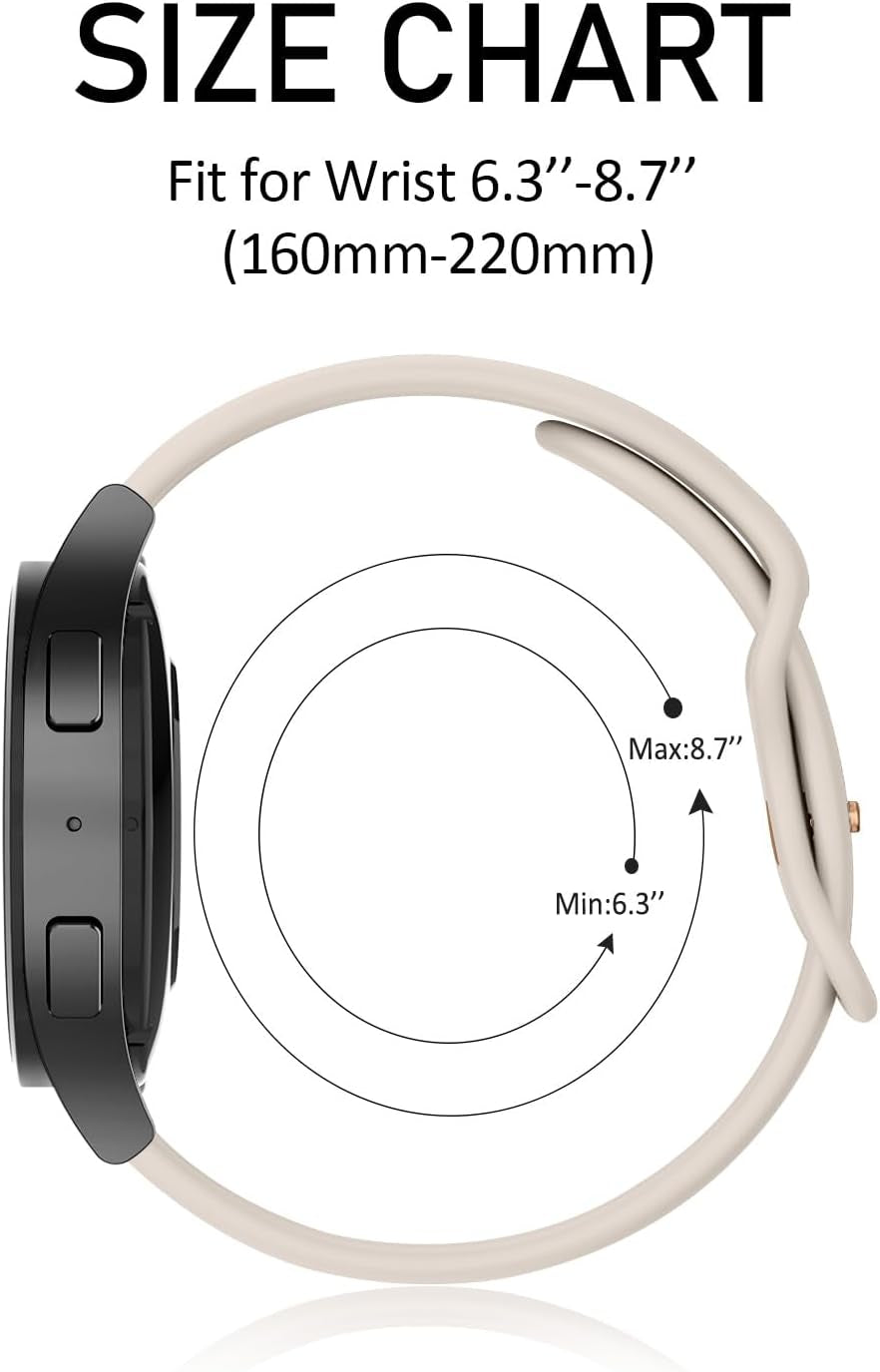 Bands Compatible with Samsung Galaxy Watch 6 Band 40Mm 44Mm, Samsung Galaxy Watch 6 Classic Bands 43Mm 47Mm, 20Mm Soft Silicone Sport Replacement Strap for Galaxy Watch 6 Band Women Men