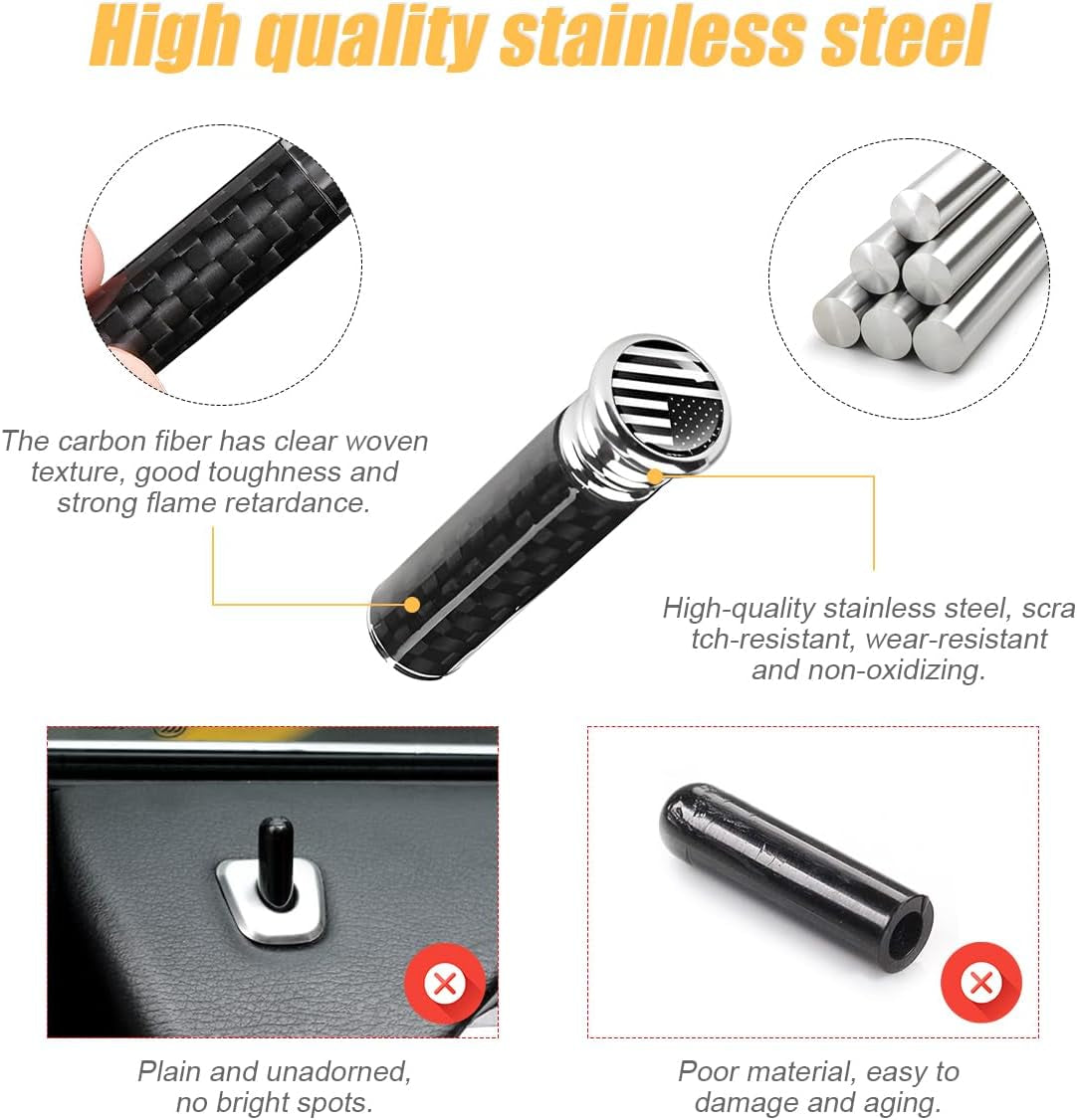 4PCS Car Door Lock Knobs, American Flag Carbon Fiber Door Lock Pin Cover, Decorative Modification Door Lock Bolt Pin Cover, Auto Accessories Universal for SUV, Truck, Van (Black Flag) TRUCK DRIVER