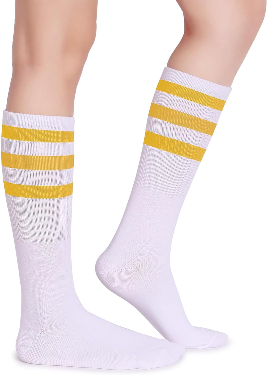 Classic Triple Stripes Soft Cotton on the Calf Retro White Tube Socks