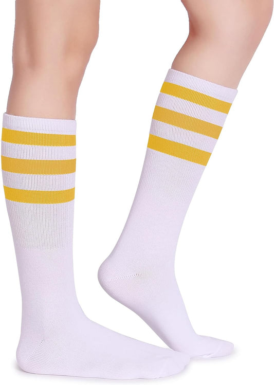 Classic Triple Stripes Soft Cotton on the Calf Retro White Tube Socks