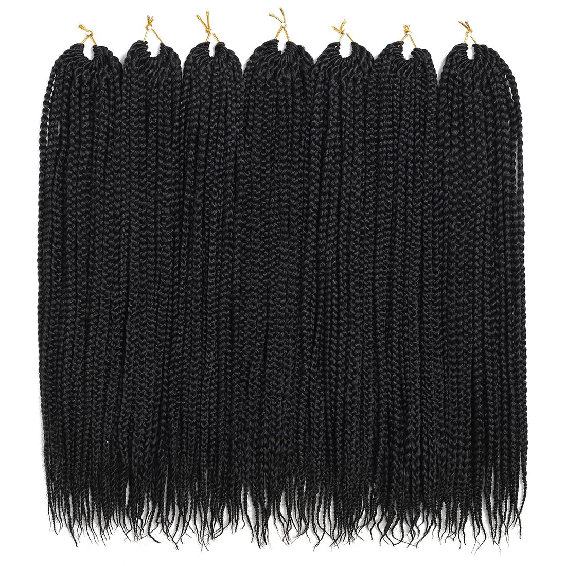 Crochet Box Braids Hair Pre Looped Goddess Box Braids Crochet Braiding Hair 7 Packs Crochet Box Braids 3X Box Braids Crochet Hair (14 Inch, 1B)