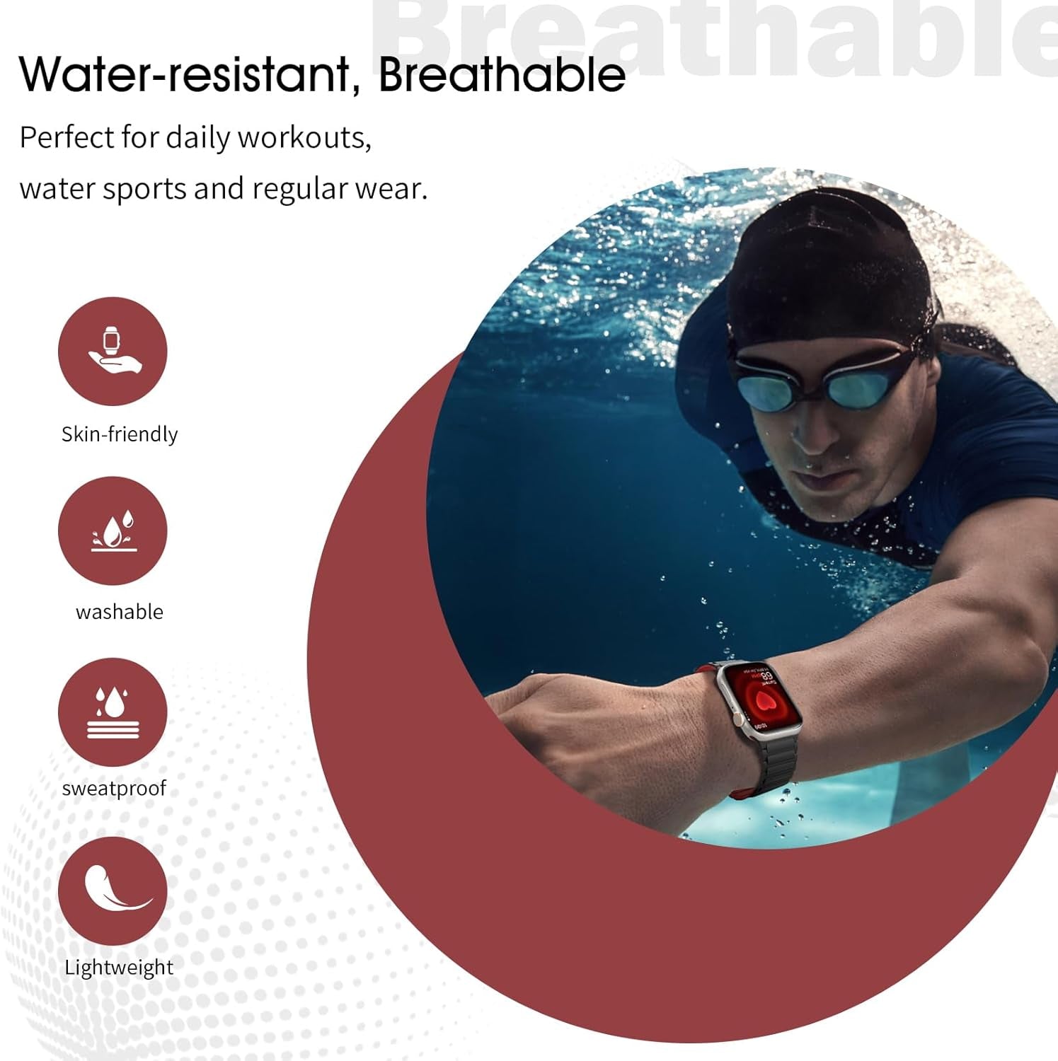 Magnetic Band Compatible with Apple Watch Bands 42/44/45/46/49Mm Men Women, Strong Magnet Link Sport Replacement Strap for Iwatch Ultra 2 Ultra SE2 SE Series 10 9 8 7 6 5 4 3 2 1, Black/Red