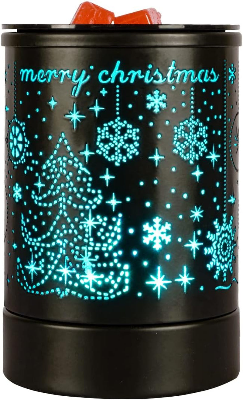 Fragrance Wax Melts Warmer with 7 Colors LED Changing Light Classic Black Forest Design Scent Oil Candle Warmer