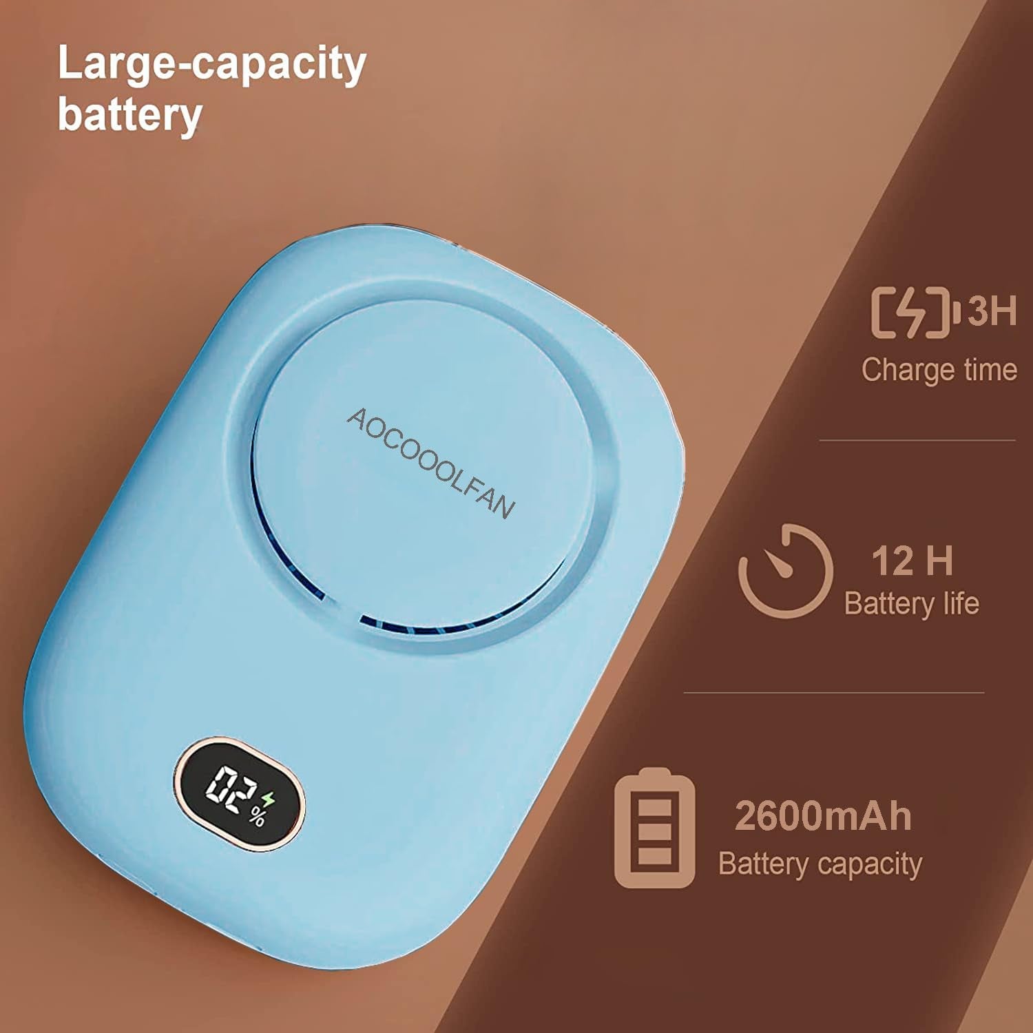 Portable Neck Fan, Handheld Mini Fan Small Personal Fan, Hand Held Fan USB Rechargeable Eyelash Fan for Kids Girls Boys Woman Man Home Outdoor Travel (Light Blue)